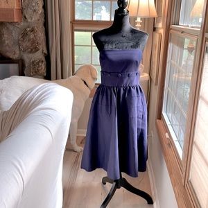 ANTHROPOLOGIE - Navy dress. Bustier and button-on skirt w/ pockets- Sz 4